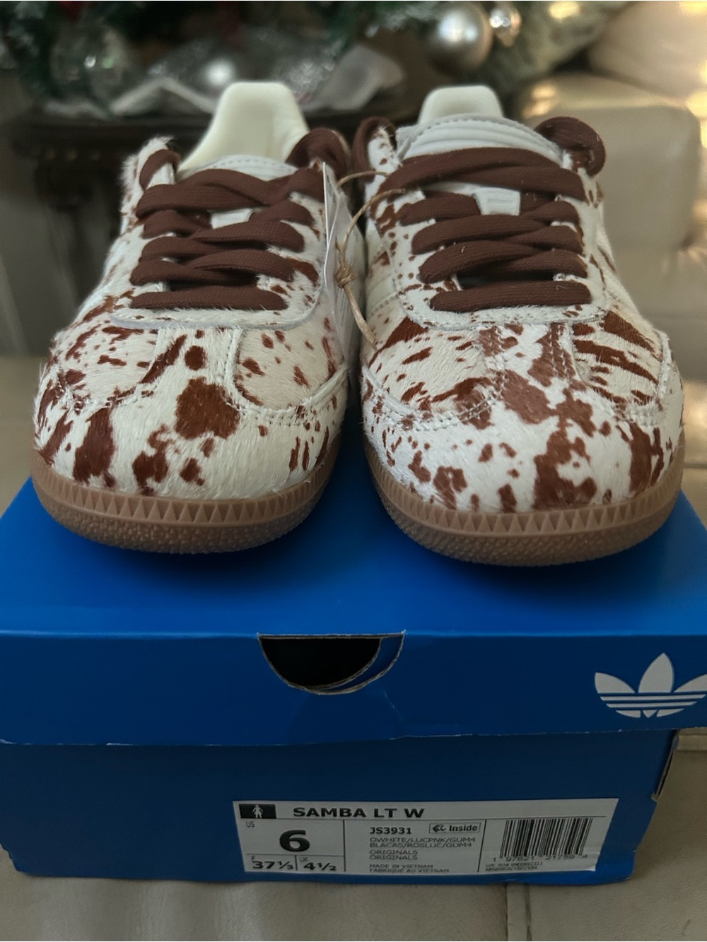 Women’s adidas Samba LT Sneakers in White and Brown Cowprint